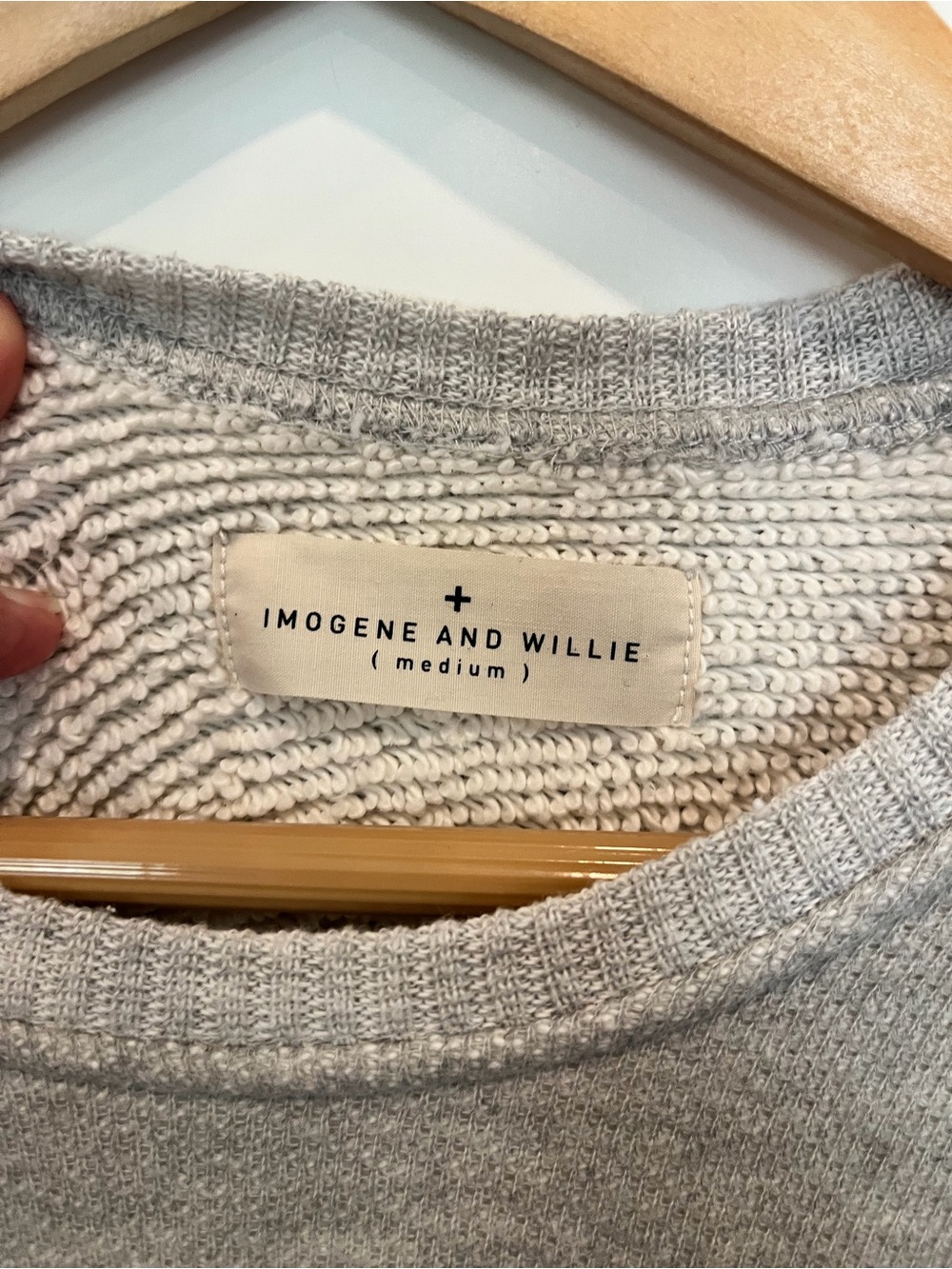 IMOGENE AND WILLIE crew neck cotton gray minimalist preppy sweatshirt size M - Picture 4 of 10